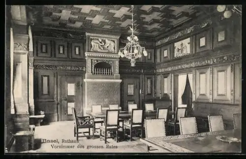 AK Basel, Rathaus, Vorzimmer des grossen Rates