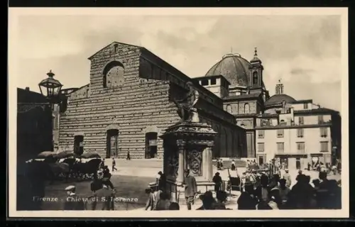 AK Firenze, Denkmal vor der Chiesa di S. Lorenzo