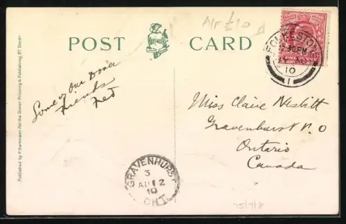 Passepartout-Lithographie Dover, View of the Castle, Schalentieren-Rahmen