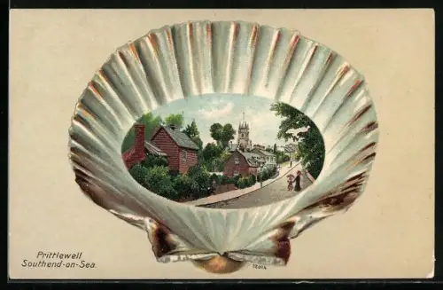 Passepartout-Lithographie Southend-on-Sea, Prittlewell in der Muschel