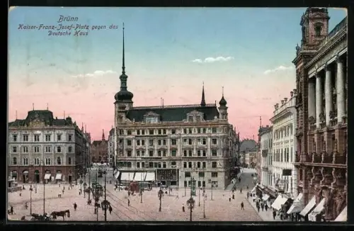 AK Brünn, Franz-Josef-Platz gegen das Deutsche Haus