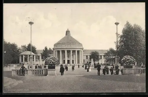 AK Dresden, Internationale Hygiene-Ausstellung 1911, Festplatz mit populärer Halle der Mensch