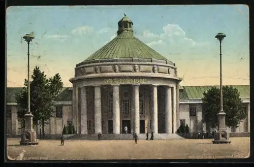 AK Dresden, Internationale Hygiene-Ausstellung 1911, Festplatz mit populärer Halle