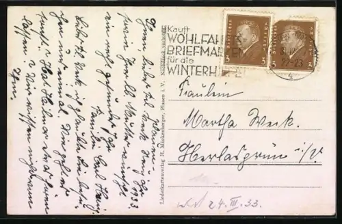 Lied-AK Hilmar Mückenberger: Lied Vogtländer Madle und Frau in vogtländische Tracht