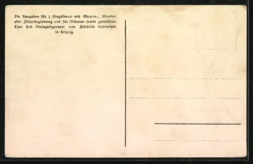 Lied-AK Anton Günther: Lied Mei Grussmütterla in Text- und Notenzeilen, altes Mütterchen am Tisch sitzend