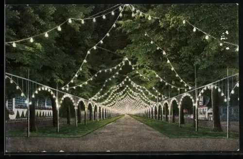 AK Dresden, Internationale Hygiene-Ausstellung, Iliumination der Herkulesallee