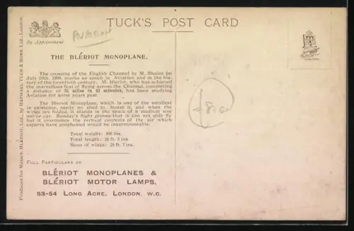 AK Blériot Eindecker in Ausstellungshalle