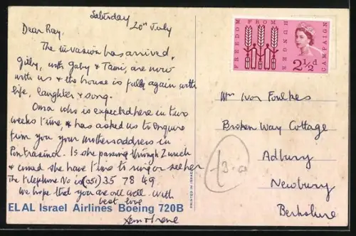 AK Fluggesellschaft Israel-Airlines, Flugzeug Boeing 720B