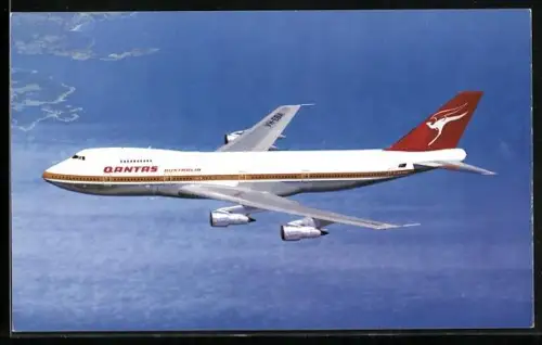 AK Passagierflugzeug des Types Boeing 747B über den Wolken