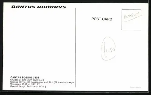 AK Passagierflugzeug des Types Boeing 747B über den Wolken