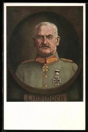 AK Heerführer von Linsingen in Uniform mit Orden
