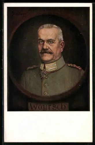 Künstler-AK General von Woyrsch mit Pour le Mérite