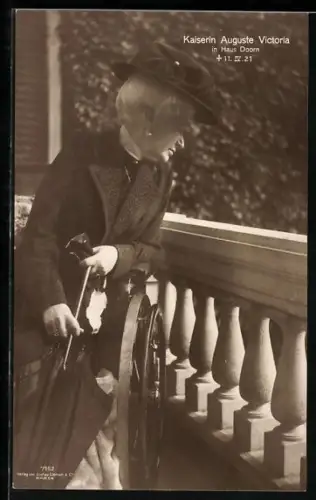 AK Kaiserin Auguste Victoria in Haus Doorn, Todesdatum 11.04.1921, Trauerkarte