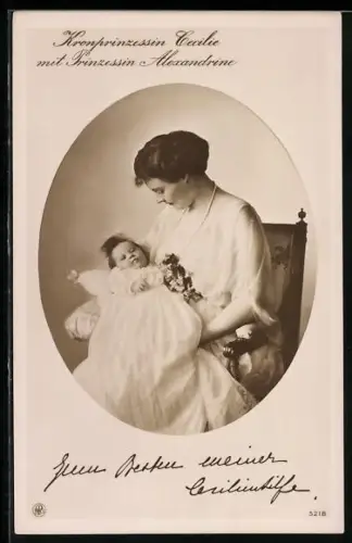 AK Zum Besten meiner Cecilienhilfe - Kronprinzessin Cecilie mit Prinzessin Alexandrine als Täufling