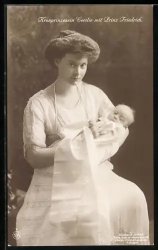 AK Kronprinzessin Cecilie mit Prinz Friedrich von Preussen