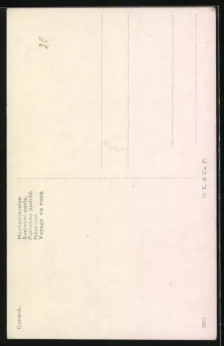 Künstler-AK Hochzeitsreise, Liebespaar in Auto