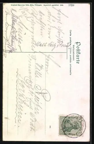 AK Postkutsche in einem Dorf im Schwarzwald