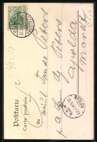 Lithographie Düsseldorf, Industrie-Gewerbe-Deutsch-Nationale-Kunst-Ausstellung 1902, Mittelbau des Hauptgebäudes