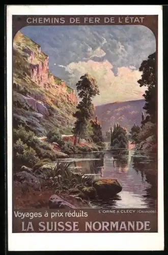 Künstler-AK Chemins de Fer de l`État, la Suisse Normandie