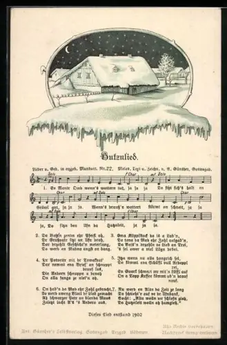 Lied-AK Anton Günther Nr. 23: Ant. Günther`s Elternhaus, Hutzenlied