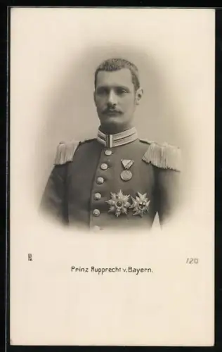 AK Kronprinz Rupprecht von Bayern als junger Offizier in Uniform mit Epauletten