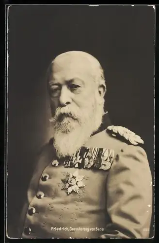 AK Portrait Grossherzog Friedrich von Baden im Waffenrock mit Orden, Eisernes Kreuz