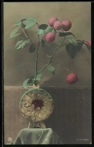 Foto-AK RPH Nr. S-410-4867: Stillleben mit Vase und Orangenzweig