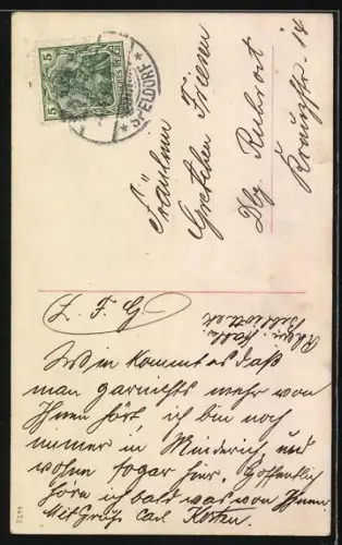 Foto-AK RPH NR3101 /1: Eine Frau im blauen Kleid steht neben einem Baum mit einem Schmetterling auf der Hand