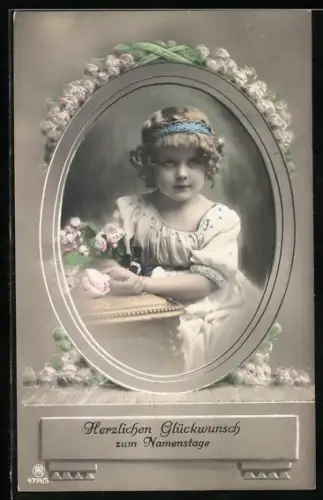 Foto-AK RPH Nr. 4774-5: Mädchen mit blauem Haarband und hellen Haaren