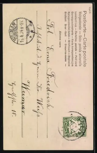 Foto-AK RPH Nr. 3436: Dame sitzt mit Laute auf einer Ballustrade