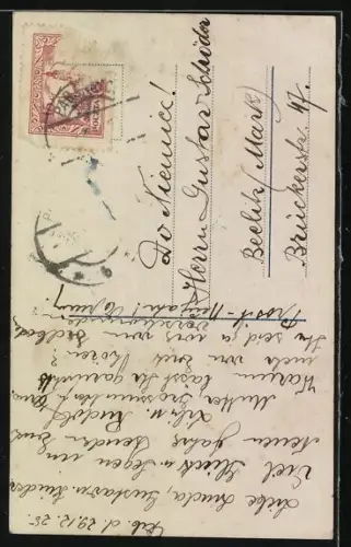 Foto-AK Photochemie Berlin Nr. 998-3: Zwei Kinder übersenden Neujahrsgrüsse