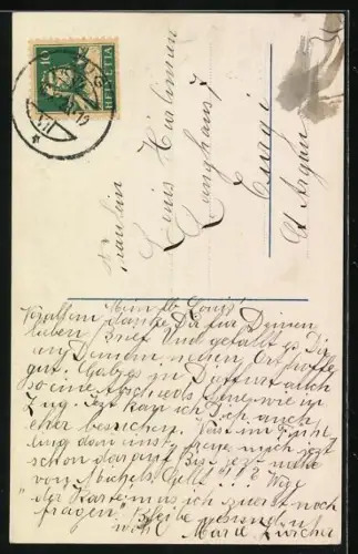 Foto-AK Photochemie Berlin Nr. 5815-1: Frau im gelben Kleid spielt Laute während ein Mann den Arm um sie legt