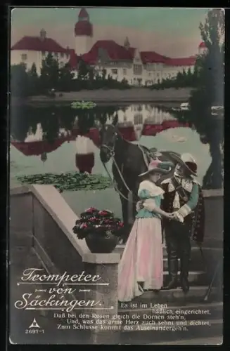 AK Behüt Dich Gott! Trompeter von Säckingen mit Frau im Arm