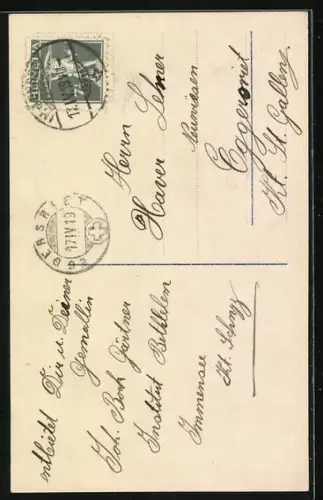 Foto-AK Photochemie Berlin Nr. 7094: Zwei Kinder unter Weidenzweigen senden Ostergrüsse