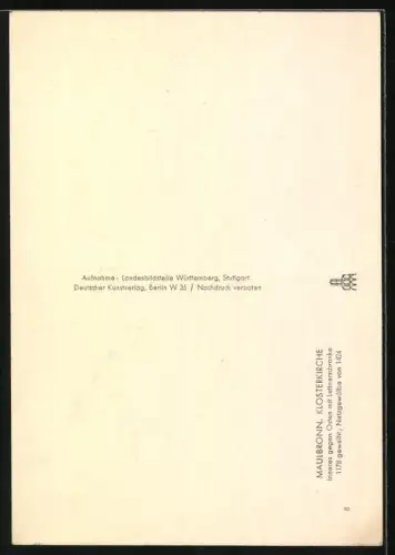 Foto-AK Deutscher Kunstverlag, Nr. Ma 8: Maulsbronn, Netzgewölbe der Klosterkirche