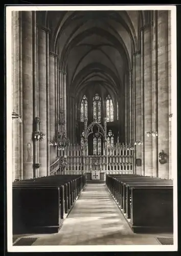 Foto-AK Deutscher Kunstverlag, Nr. 1: Marburg, Elisabethkirche, Mittelschiff, Innenansicht