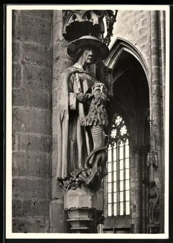 Foto-AK Deutscher Kunstverlag, Nr. 49: Halberstadt, Dom, Der Heilige Hieronymus an einem Vierungspfeiler