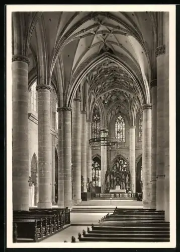 Foto-AK Deutscher Kunstverlag, Nr. 8a: Schwäb. Gmünd, Heiligkreuzmünster, Mittelschiff, Innenansicht