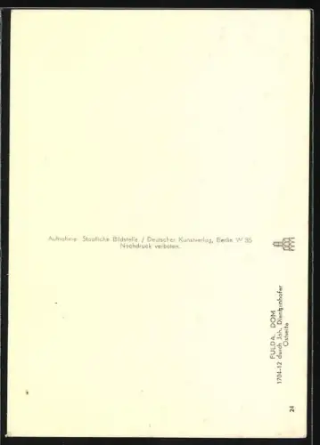 Foto-AK Deutscher Kunstverlag: Fulda, Gesamtansicht des Doms von der Ostseite