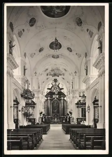 Foto-AK Deutscher Kunstverlag, Nr. 12: Ellwangen, Innenansicht der Wallfahrtskirche auf dem Schönenberg 1682