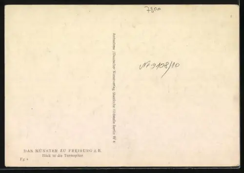 Foto-AK Deutscher Kunstverlag, Nr. 4: Freiburg i. B., Münster, Blick in die Turmspitze