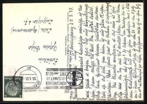 Foto-AK Deutscher Kunstverlag: Braunschweig, Dom mit Strassenpartie