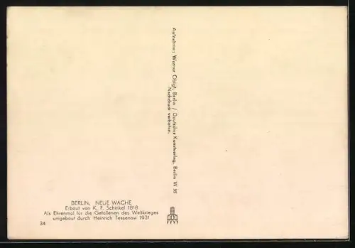 AK Berlin, Neue Wache, Ehrenmal für die Gefallenen des Weltkrieges