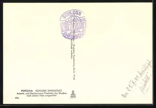 Foto-AK Deutscher Kunstverlag, Nr. 18b: Potsdam, Schloss Sanssouci, Arbeits- und Sterbezimmer Friedrichs des Grossen