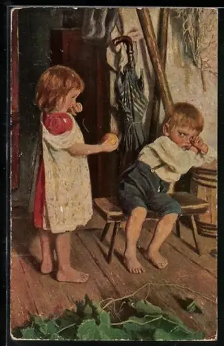 Künstler-AK Degi Nr. 932: Sei wieder gut!, Niedliche Kinder