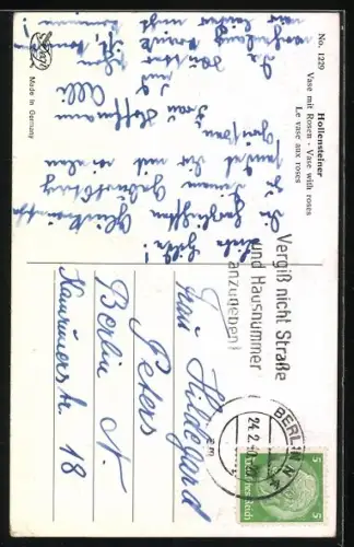 Ölgemälde-Imitations-AK Degi Nr. 1229: Vase mit weissen Rosen