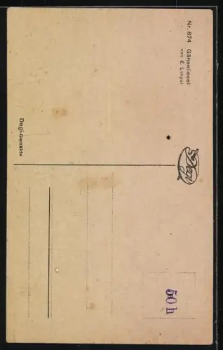 Ölgemälde-Imitations-AK Degi Nr. 874: Gänseliesel im seichten Wasser