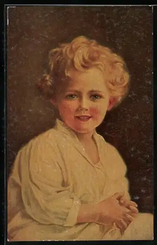 Ölgemälde-Imitations-AK Degi Nr. 510: Guten Morgen - Lächelnder Knabe mit blondem Lockenkopf