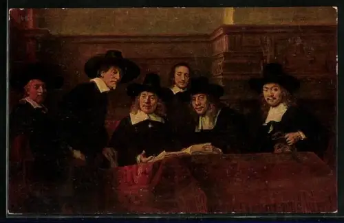 Ölgemälde-Imitations-AK Degi Nr. 1096: Gruppe Männer von Rembrandt