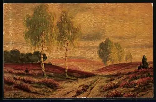 Künstler-AK Degi Nr.1081: Blühende Heide